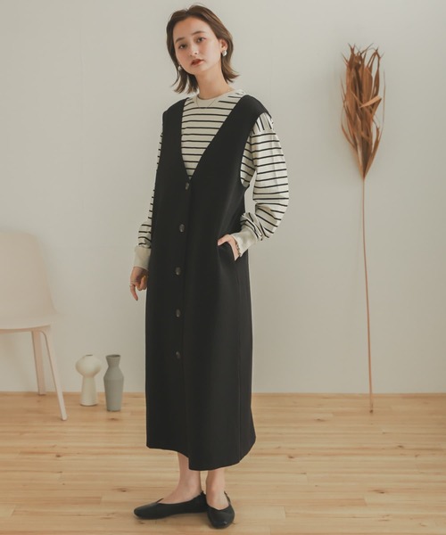 SENSE OF PLACE by URBAN RESEARCH（センスオブプレイスバイアーバンリサーチ）の「オーガニックコットンボーダーチュニック（Tシャツ/カットソー・レディース・ブラック系その他/ブラウン系その他/ホワイト系その他・ONE）」の9枚目の写真