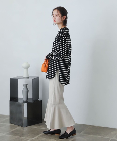 SENSE OF PLACE by URBAN RESEARCH（センスオブプレイスバイアーバンリサーチ）の「オーガニックコットンボーダーチュニック（Tシャツ/カットソー・レディース・ブラック系その他/ブラウン系その他/ホワイト系その他・ONE）」の13枚目の写真