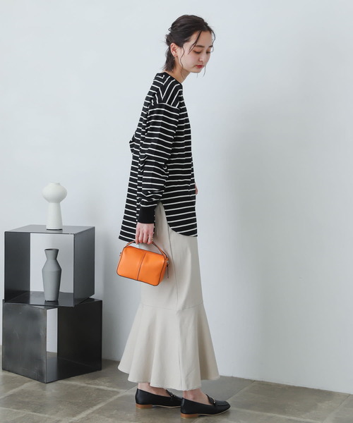 SENSE OF PLACE by URBAN RESEARCH（センスオブプレイスバイアーバンリサーチ）の「オーガニックコットンボーダーチュニック（Tシャツ/カットソー・レディース・ブラック系その他/ブラウン系その他/ホワイト系その他・ONE）」の15枚目の写真