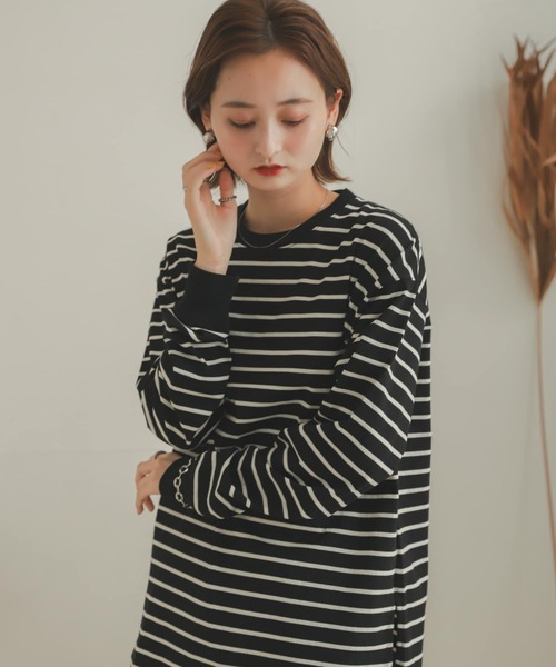 SENSE OF PLACE by URBAN RESEARCH（センスオブプレイスバイアーバンリサーチ）の「オーガニックコットンボーダーチュニック（Tシャツ/カットソー・レディース・ブラック系その他/ブラウン系その他/ホワイト系その他・ONE）」の17枚目の写真