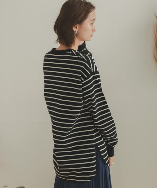 SENSE OF PLACE by URBAN RESEARCH（センスオブプレイスバイアーバンリサーチ）の「オーガニックコットンボーダーチュニック（Tシャツ/カットソー・レディース・ブラック系その他/ブラウン系その他/ホワイト系その他・ONE）」の20枚目の写真