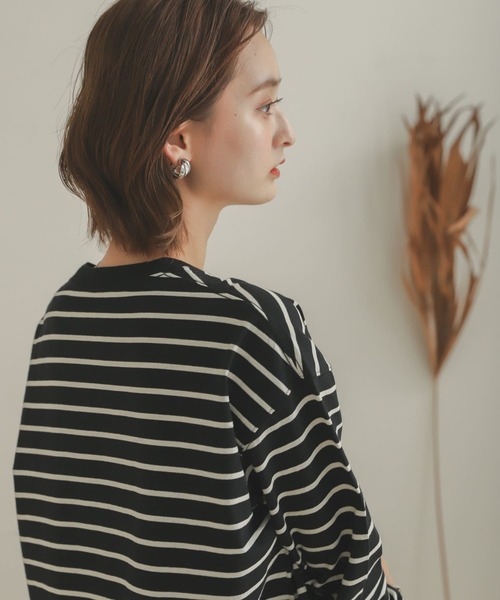 SENSE OF PLACE by URBAN RESEARCH（センスオブプレイスバイアーバンリサーチ）の「オーガニックコットンボーダーチュニック（Tシャツ/カットソー・レディース・ブラック系その他/ブラウン系その他/ホワイト系その他・ONE）」の21枚目の写真