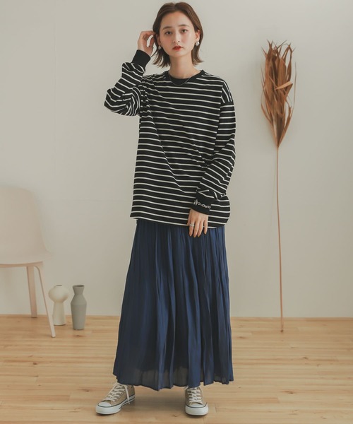 SENSE OF PLACE by URBAN RESEARCH（センスオブプレイスバイアーバンリサーチ）の「オーガニックコットンボーダーチュニック（Tシャツ/カットソー・レディース・ブラック系その他/ブラウン系その他/ホワイト系その他・ONE）」の22枚目の写真