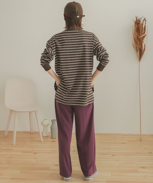 SENSE OF PLACE by URBAN RESEARCH（センスオブプレイスバイアーバンリサーチ）の「オーガニックコットンボーダーチュニック（Tシャツ/カットソー・レディース・ブラック系その他/ブラウン系その他/ホワイト系その他・ONE）」の4枚目の写真