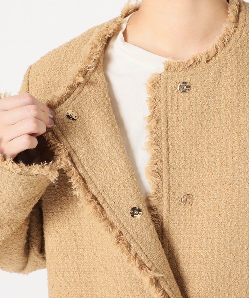 La TOTALITE（ラトータリテ）の「ツイードノーカラーコート◆（ノーカラーコート・レディース・ブラック/ベージュ・38/36）」の3枚目の写真