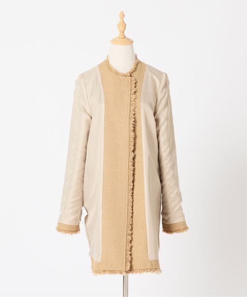 La TOTALITE（ラトータリテ）の「ツイードノーカラーコート◆（ノーカラーコート・レディース・ブラック/ベージュ・38/36）」の6枚目の写真