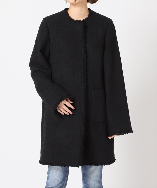 La TOTALITE（ラトータリテ）の「ツイードノーカラーコート◆（ノーカラーコート・レディース・ブラック/ベージュ・38/36）」の8枚目の写真