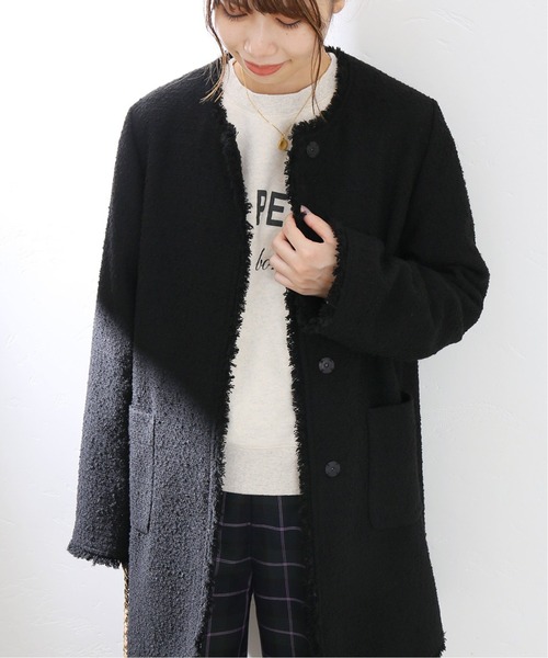 La TOTALITE（ラトータリテ）の「ツイードノーカラーコート◆（ノーカラーコート・レディース・ブラック/ベージュ・38/36）」の14枚目の写真