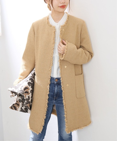 La TOTALITE（ラトータリテ）の「ツイードノーカラーコート◆（ノーカラーコート・レディース・ブラック/ベージュ・38/36）」の21枚目の写真