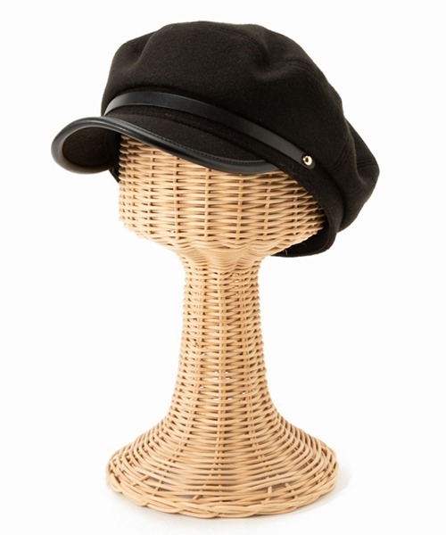 Casselini（キャセリーニ）の「Casselini(キャセリーニ)ポイントレザーキャスケット（キャスケット・レディース・ベージュ/チェック/ブラック/ブラック系/ベージュ系/オリーブ・FREE）」の2枚目の写真