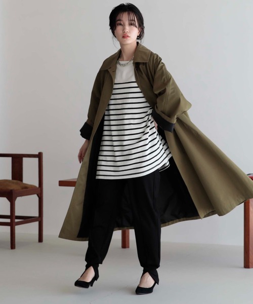 Doux archives（ドゥアルシーヴ）の「ロングステンカラーオーバーコート（ステンカラーコート・レディース・ベージュ/カーキ・MEDIUM）」の16枚目の写真