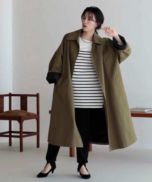 Doux archives（ドゥアルシーヴ）の「ロングステンカラーオーバーコート（ステンカラーコート・レディース・ベージュ/カーキ・MEDIUM）」の18枚目の写真