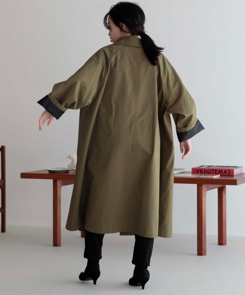 Doux archives（ドゥアルシーヴ）の「ロングステンカラーオーバーコート（ステンカラーコート・レディース・ベージュ/カーキ・MEDIUM）」の17枚目の写真