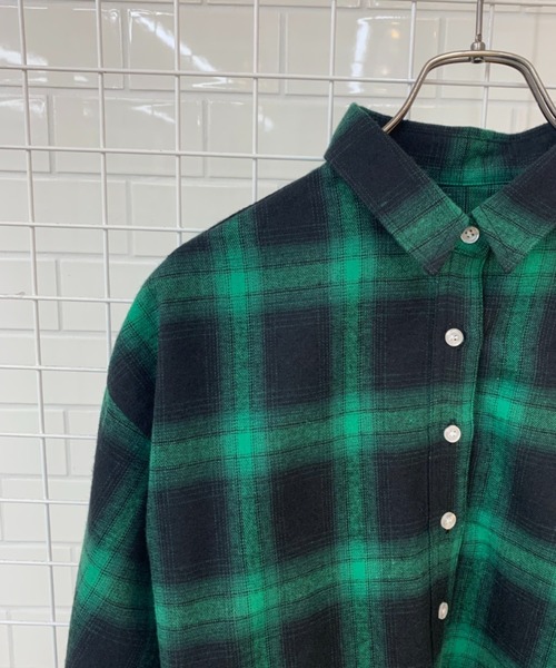 CIAOPANIC（チャオパニック）の「【WEB限定】ショート丈チェックシャツ/ストライプシャツ（シャツ/ブラウス・レディース・ホワイト/ブラック/ブラウン/ブルー/グリーン・FREE）」の7枚目の写真