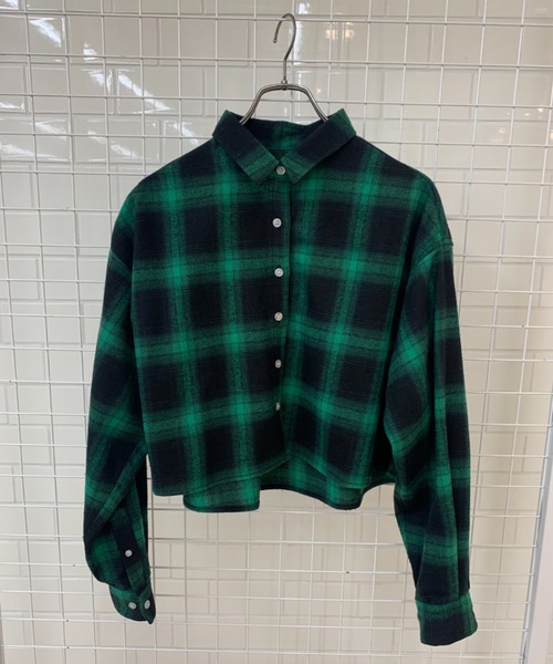 CIAOPANIC（チャオパニック）の「【WEB限定】ショート丈チェックシャツ/ストライプシャツ（シャツ/ブラウス・レディース・ホワイト/ブラック/ブラウン/ブルー/グリーン・FREE）」の11枚目の写真