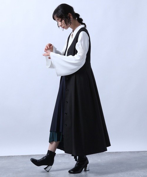 HARE（ハレ）の「2Pレイヤードコート(HARE)（ノーカラーコート・レディース・ブラック/ブラウン/ブラック系その他・FREE）」の4枚目の写真