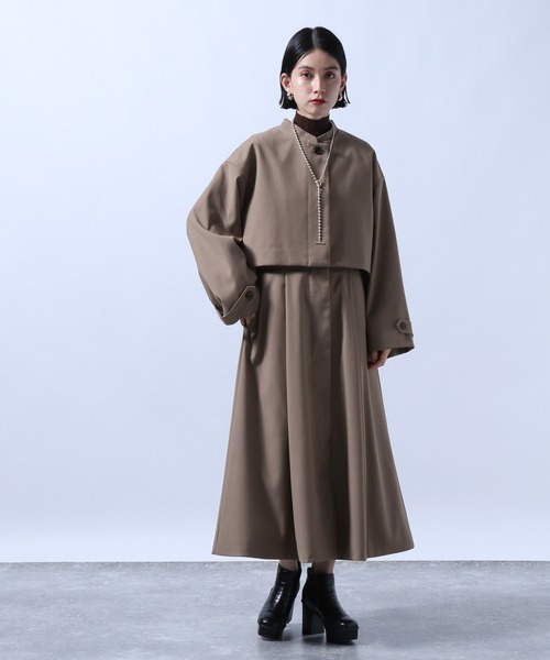 HARE（ハレ）の「2Pレイヤードコート(HARE)（ノーカラーコート・レディース・ブラック/ブラウン/ブラック系その他・FREE）」の6枚目の写真