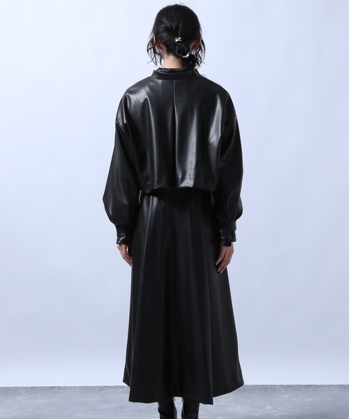 HARE（ハレ）の「2Pレイヤードコート(HARE)（ノーカラーコート・レディース・ブラック/ブラウン/ブラック系その他・FREE）」の7枚目の写真