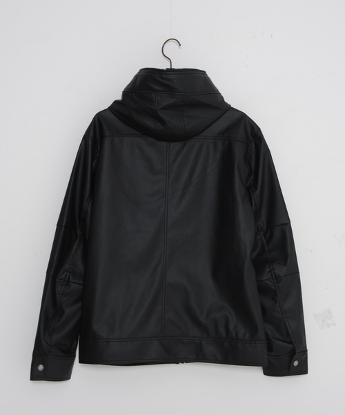 JEANS MATE(ジーンズメイト)の「ブラックPU素材 ライダースタイプ/フードタイプジャケット フェイクレザー(ライダースジャケット・メンズ・その他1/その他2/その他3・MEDIUM/LARGE/X-LARGE)」の20枚目の写真