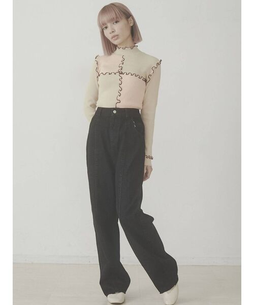 merry jenny（メリージェニー）の「ハイショクメロウリブニット（ニット/セーター・レディース・ネイビー/ピンク/アイボリー・FREE）」の4枚目の写真