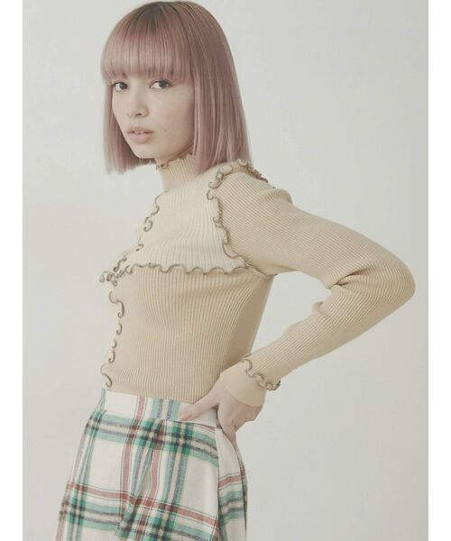 merry jenny（メリージェニー）の「ハイショクメロウリブニット（ニット/セーター・レディース・ネイビー/ピンク/アイボリー・FREE）」の11枚目の写真