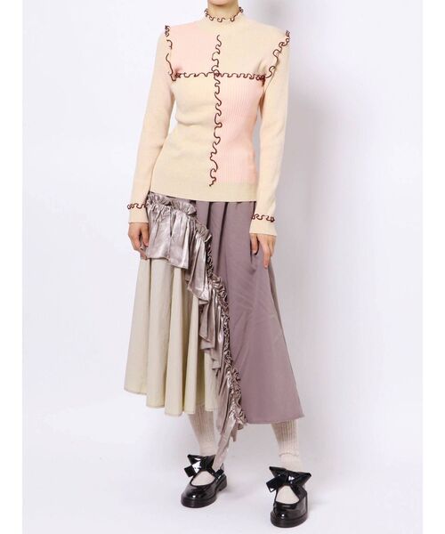 merry jenny（メリージェニー）の「ハイショクメロウリブニット（ニット/セーター・レディース・ネイビー/ピンク/アイボリー・FREE）」の8枚目の写真