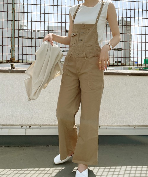 Felt-Maglietta(フェルトマリエッタ)の「ツイルサロペットワイドパンツ(サロペット/オーバーオール・レディース・ベージュ/カーキ/ブラック・MEDIUM/LARGE/X-LARGE/XX-LARGE)」の6枚目の写真