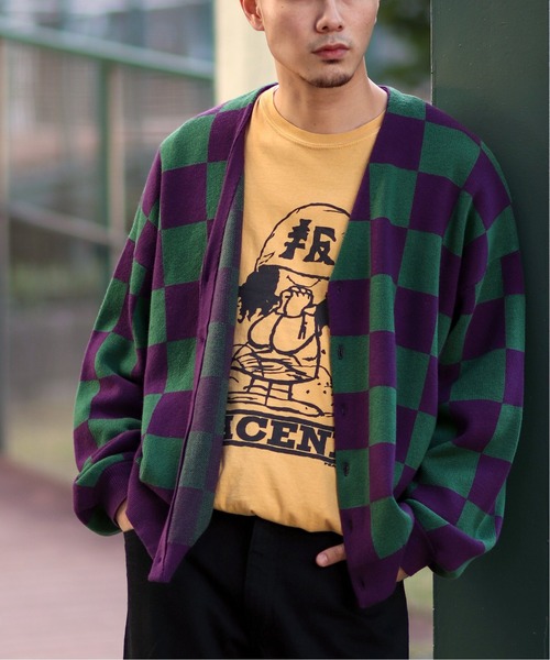 JOINT WORKS（ジョイントワークス）の「CHECKER FLAG CARDIGAN（カーディガン/ボレロ・メンズ・パープル系その他/ブラック系その他/ブラック/パープル・MEDIUM/LARGE）」の3枚目の写真