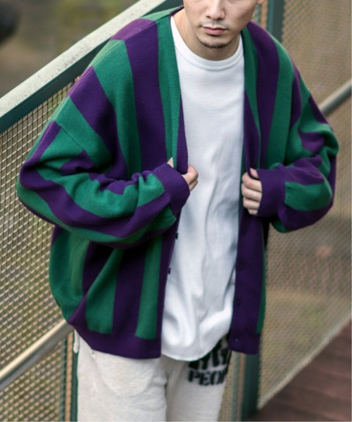 JOINT WORKS（ジョイントワークス）の「CHECKER FLAG CARDIGAN（カーディガン/ボレロ・メンズ・パープル系その他/ブラック系その他/ブラック/パープル・MEDIUM/LARGE）」の4枚目の写真