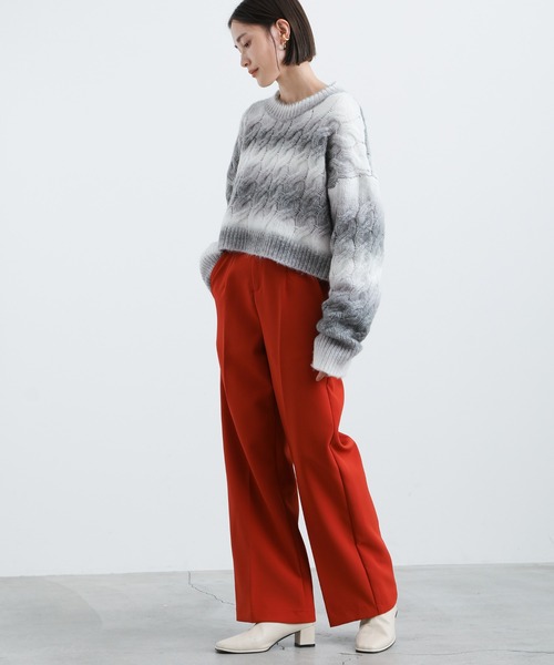 select MOCA(セレクトモカ)の「2021 AW グラデーションボーダーショートニット(ニット/セーター・レディース・グレー/イエロー・FREE)」の5枚目の写真