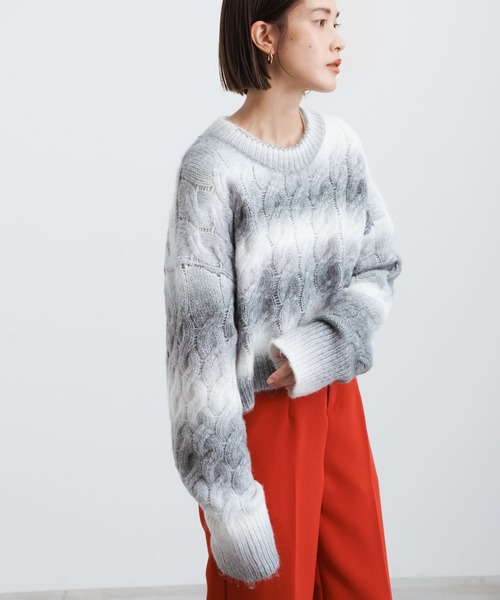 select MOCA(セレクトモカ)の「2021 AW グラデーションボーダーショートニット(ニット/セーター・レディース・グレー/イエロー・FREE)」の6枚目の写真