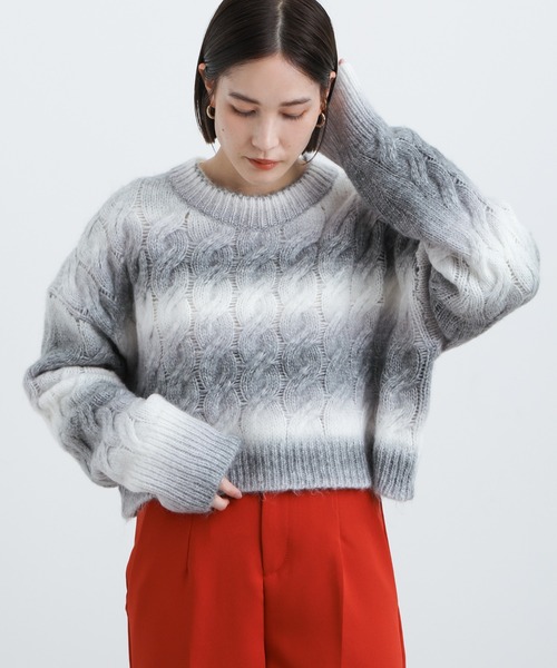 select MOCA(セレクトモカ)の「2021 AW グラデーションボーダーショートニット(ニット/セーター・レディース・グレー/イエロー・FREE)」の19枚目の写真
