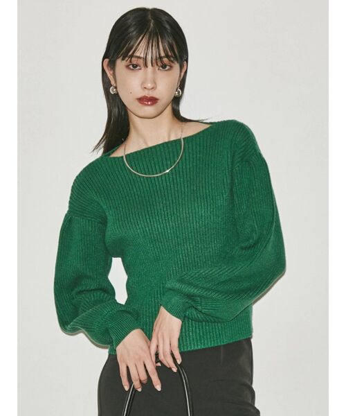 EMODA（エモダ）の「ボートネックパフニット（ニット/セーター・レディース・グリーン/アイボリー/マスタード/ブラック・FREE）」の20枚目の写真