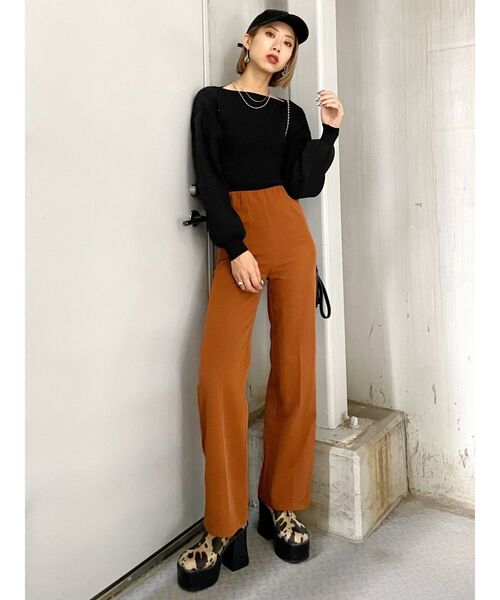 EMODA（エモダ）の「ボートネックパフニット（ニット/セーター・レディース・グリーン/アイボリー/マスタード/ブラック・FREE）」の6枚目の写真