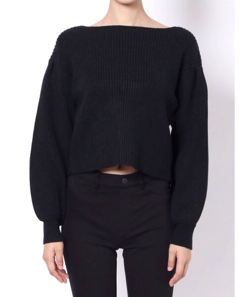 EMODA（エモダ）の「ボートネックパフニット（ニット/セーター・レディース・グリーン/アイボリー/マスタード/ブラック・FREE）」の13枚目の写真