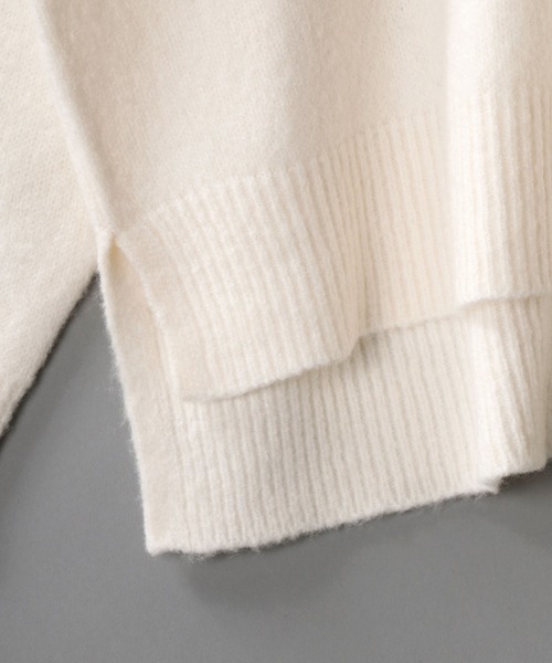 SITRY(シトリー)の「Blanket stitch mock turtle neck knit/ブランケット ステッチ モックネック セーター(ニット/セーター・メンズ・ブラック/オフホワイト/グリーン/グレイッシュベージュ・M/L)」の7枚目の写真