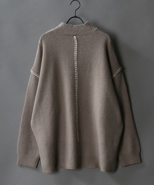 SITRY(シトリー)の「Blanket stitch mock turtle neck knit/ブランケット ステッチ モックネック セーター(ニット/セーター・メンズ・ブラック/オフホワイト/グリーン/グレイッシュベージュ・M/L)」の10枚目の写真
