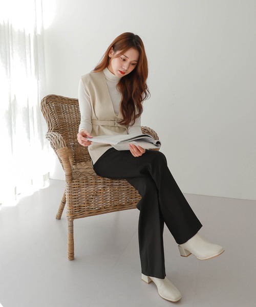 UNE MANSION（ユヌマンション）の「[UNE ORIGINAL] ヘリンボーンベスト(ベルトset)（ベスト・レディース・クリーム/ブラウン/ライトブラウン/ダークグレー/ライトベージュ/ブラック・FREE）」の8枚目の写真