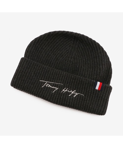 TOMMY HILFIGER(トミーヒルフィガー)の「シグネチャーロゴニットキャップ(ニットキャップ/ビーニー・メンズ・チャコールグレー・FREE)」の1枚目の写真