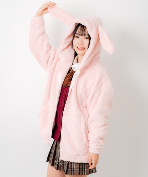 WEGO（ウィゴー）の「WEGO/ウサギパーカー（ルームウェア/パジャマ・レディース・ブラック/オフホワイト/ピンク・FREE）」の18枚目の写真