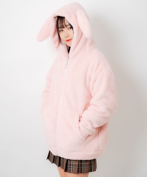 WEGO（ウィゴー）の「WEGO/ウサギパーカー（ルームウェア/パジャマ・レディース・ブラック/オフホワイト/ピンク・FREE）」の19枚目の写真
