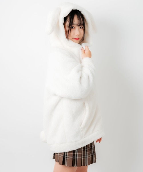 WEGO（ウィゴー）の「WEGO/ウサギパーカー（ルームウェア/パジャマ・レディース・ブラック/オフホワイト/ピンク・FREE）」の12枚目の写真