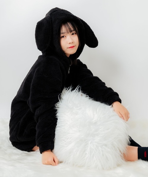 WEGO（ウィゴー）の「WEGO/ウサギパーカー（ルームウェア/パジャマ・レディース・ブラック/オフホワイト/ピンク・FREE）」の15枚目の写真