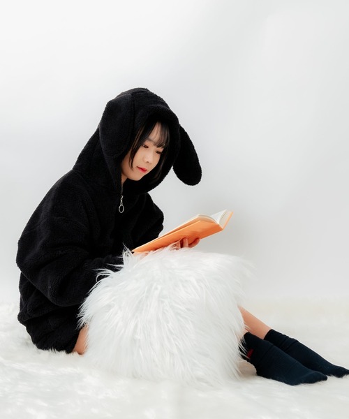 WEGO（ウィゴー）の「WEGO/ウサギパーカー（ルームウェア/パジャマ・レディース・ブラック/オフホワイト/ピンク・FREE）」の17枚目の写真