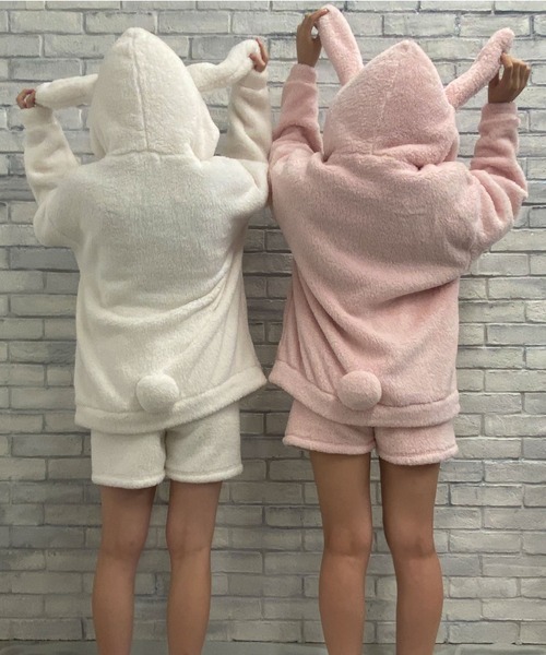 WEGO（ウィゴー）の「WEGO/ウサギパーカー（ルームウェア/パジャマ・レディース・ブラック/オフホワイト/ピンク・FREE）」の10枚目の写真