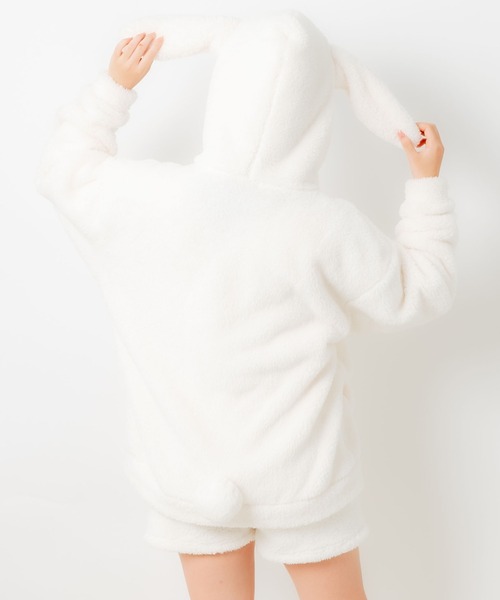 WEGO（ウィゴー）の「WEGO/ウサギパーカー（ルームウェア/パジャマ・レディース・ブラック/オフホワイト/ピンク・FREE）」の14枚目の写真