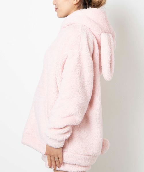 WEGO（ウィゴー）の「WEGO/ウサギパーカー（ルームウェア/パジャマ・レディース・ブラック/オフホワイト/ピンク・FREE）」の5枚目の写真