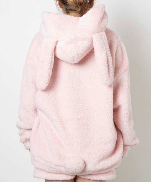 WEGO（ウィゴー）の「WEGO/ウサギパーカー（ルームウェア/パジャマ・レディース・ブラック/オフホワイト/ピンク・FREE）」の4枚目の写真