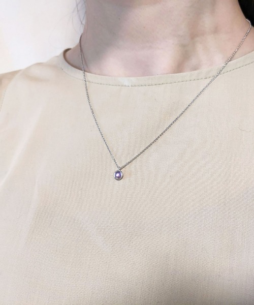 BROTHERHOOD（ブラザーフッド）の「【earyear】バースストーンペンダント：シルバー（ネックレス・レディース・ブルー/ネイビー/クリア/ホワイト/グリーン/ピンク/グレー/ライトパープル/ライトブルー/ライトグリーン/レッド/ターコイズブルー・FREE）」の10枚目の写真