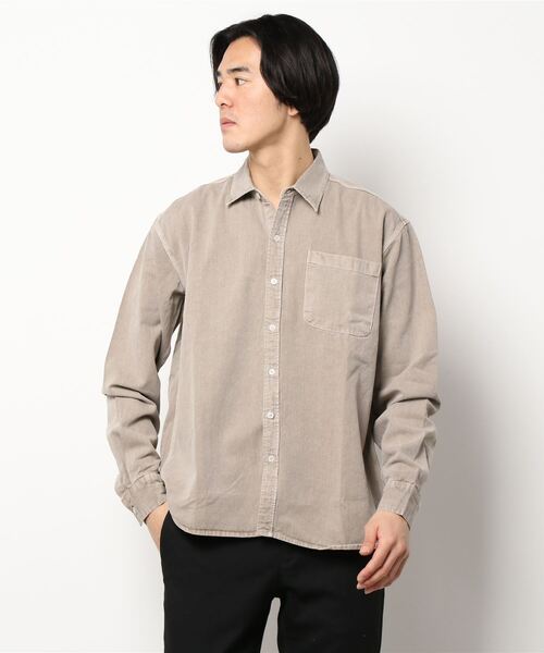 natto（ナット）の「【ユニセックスアイテム】vintage like shirt / ビンテージライクシャツ（シャツ/ブラウス・メンズ・ベージュ/オリーブ・FREE）」の2枚目の写真